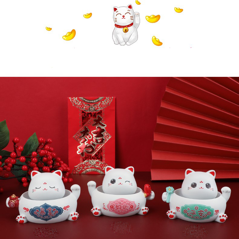 Mèo May Mắn Lắc Đầu Trang Trí Ô Tô- Hàng Chính Hãng