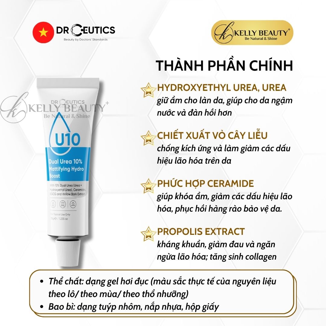 Gel Cấp Ẩm DrCeutics Dual Urea 10% Mattifying Hydro Boost - Giúp Da Căng Mịn, Kiểm Soát Dầu Nhờn - Kelly Beauty