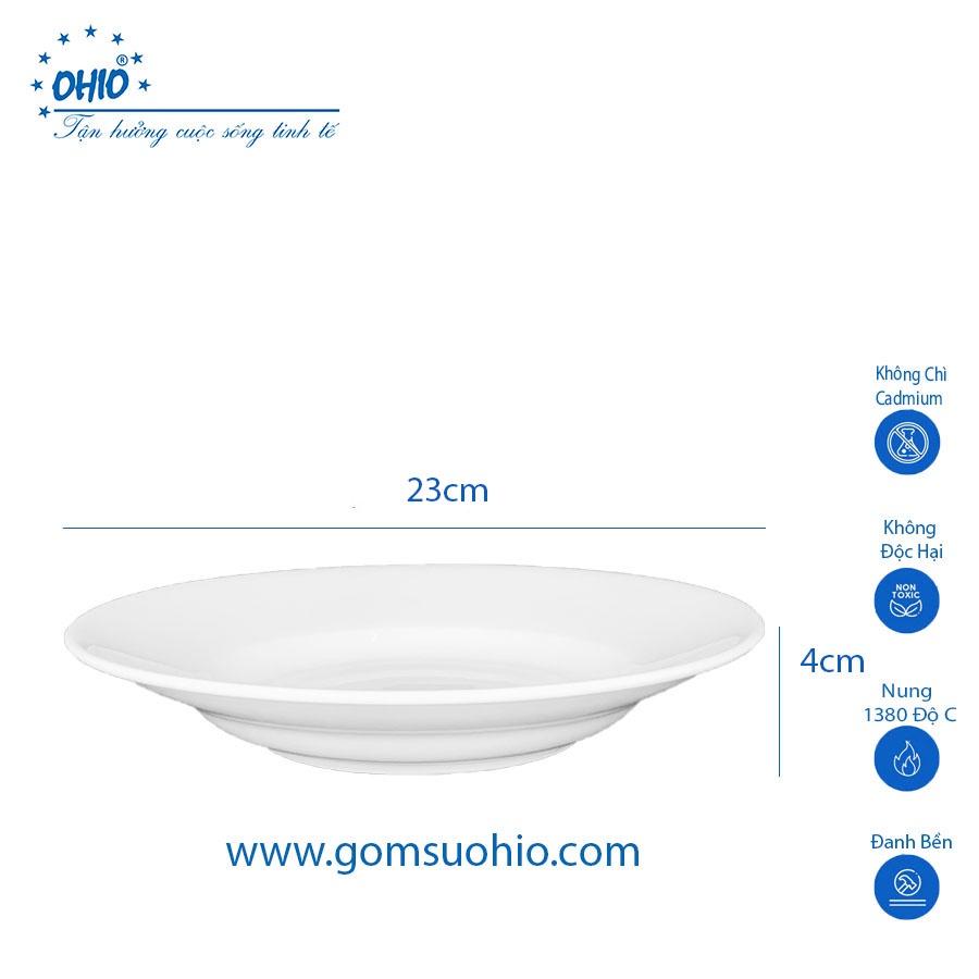 Đĩa Sâu 23cm Sứ Trắng OHIO
