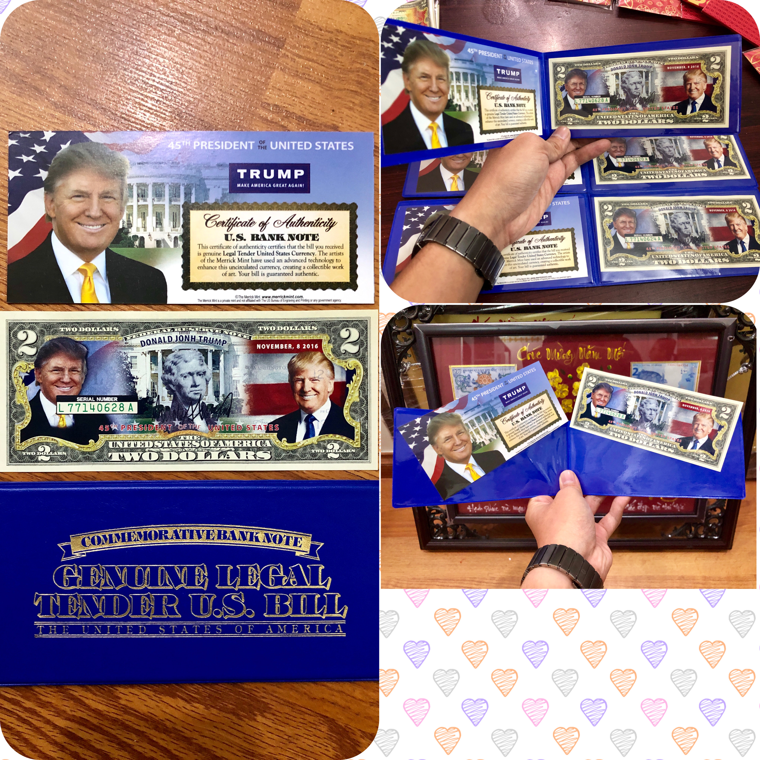 Tờ 2 USD in màu Donald Trump tổng thống Mỹ, thích hợp làm quà độc đáo - The Merrick Mint