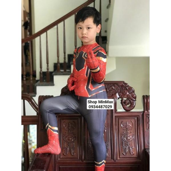 Bộ hoá trang người nhện Spider Man kèm mũ trùm, chất thun co dãn, thoáng mát