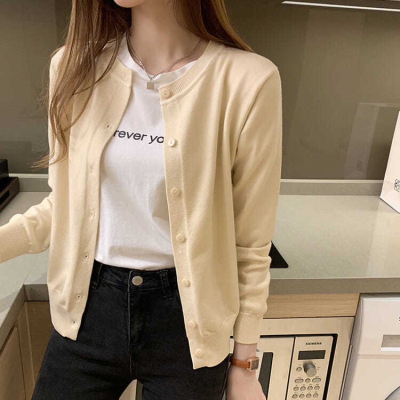 Cô ZJ áo len mỏng cardigan áo khoác ngắn