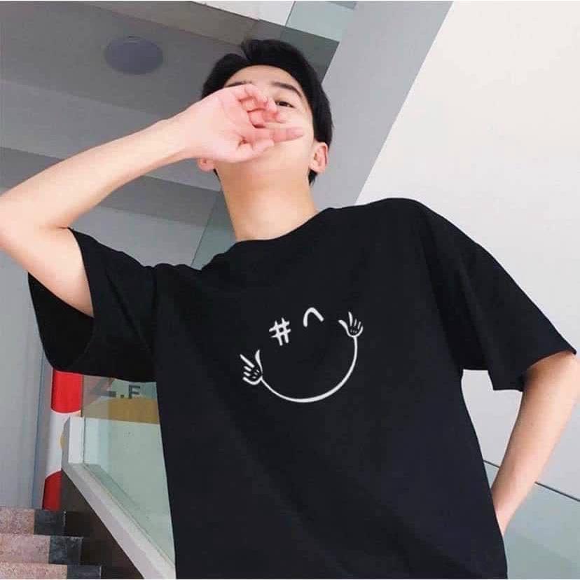 Áo thun nam nữ unisex phom rộng mặt cười vui vẻ