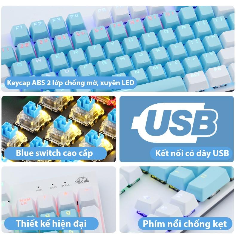 Bàn phím cơ Coputa bàn phím máy tính laptop Gaming có dây Full LED K1