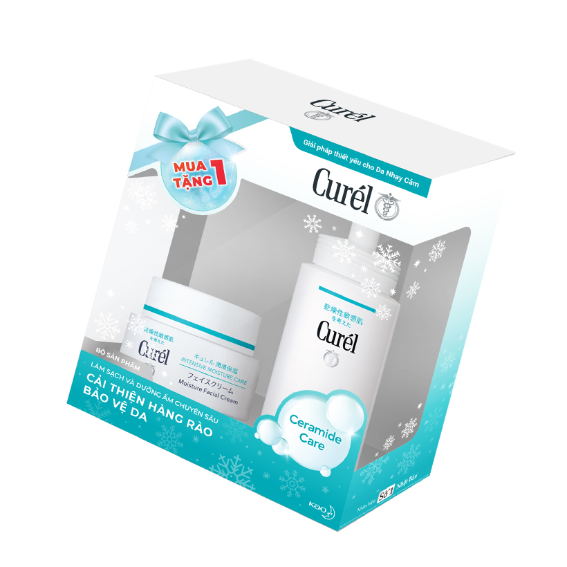 Combo Kem Dưỡng Da Cấp Ẩm Chuyên Sâu 40g Curel + Tặng Sữa Rửa Mặt Dạng Bọt 90ml Curel