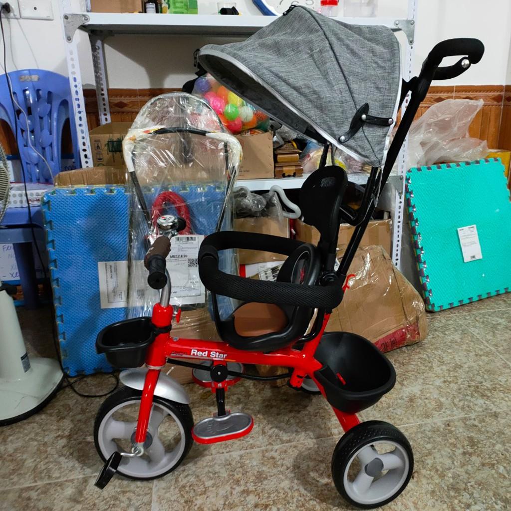 Xe đẩy 3 bánh mái che yên bọc da cao cấp