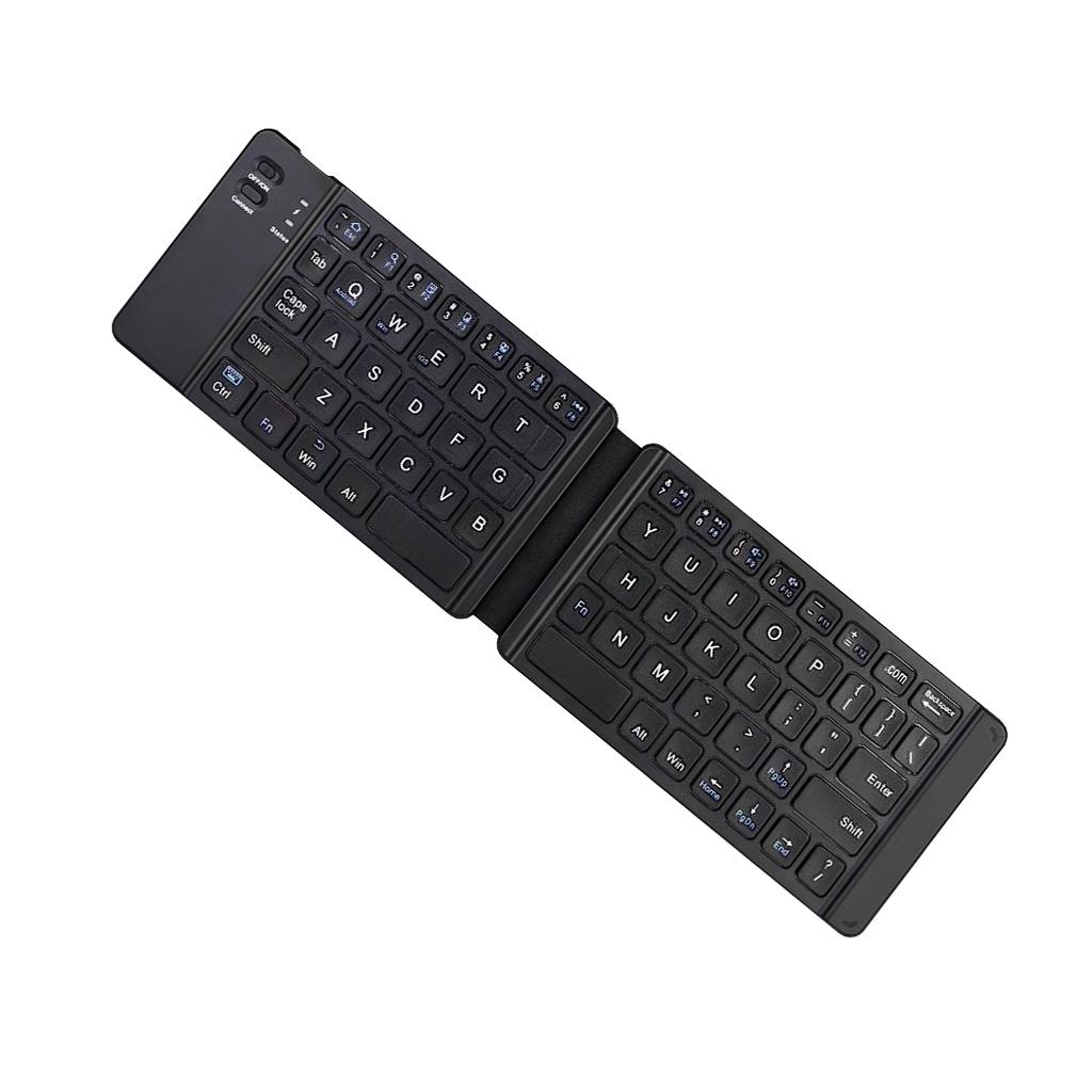 Foldable Bluetooth Keyboard, Ultra-Flat BT Folding Keyboard with Quiet Touch Keys for Smartphones Tablets, Black
