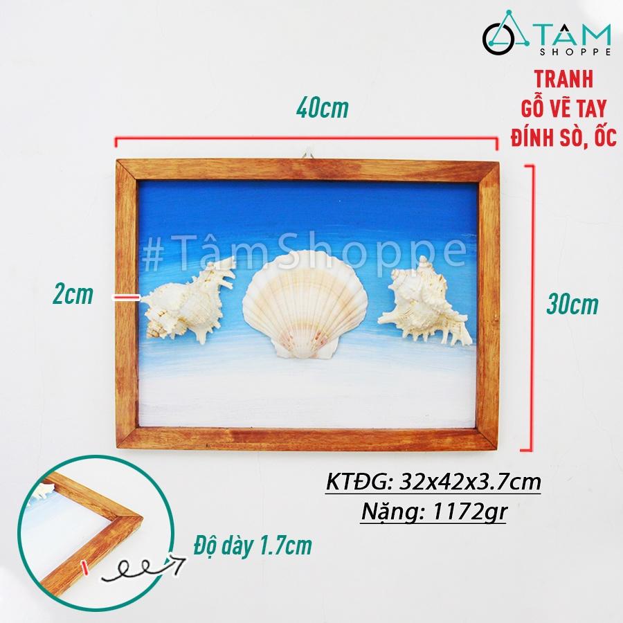 Tranh gỗ treo tường phong cách biển đính sò ốc TRG-28