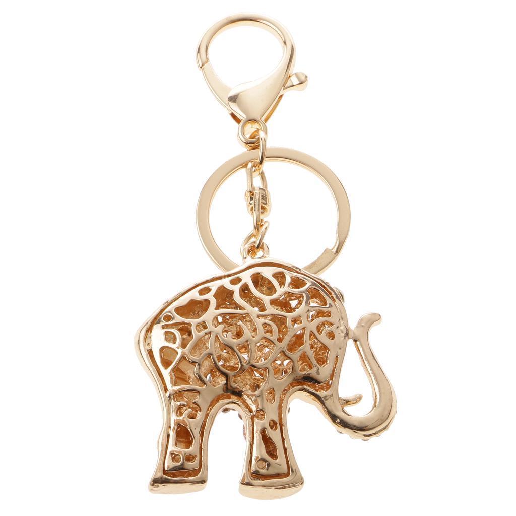 Elephant Keychain Crystal Keyring Key Ring Chain Purse Bag Charm Pendant Keyfob