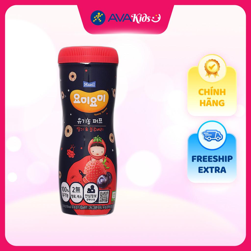 Bánh gạo ăn dặm Maeil Yommy Yommy vị dâu, việt quất lon 42g (từ 1 tuổi) - Hàng Chính Hãng