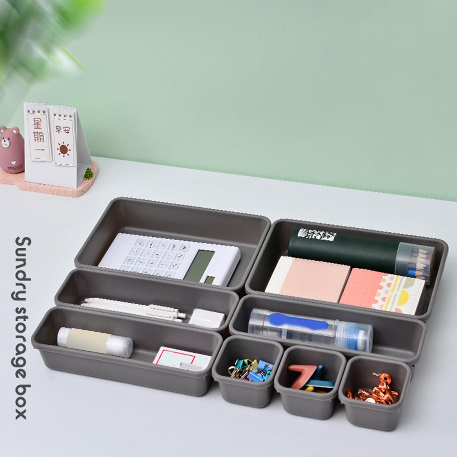 8 Pieces Drawer Organizer Tray Desk Stationery Storage Box for Study Bedroom