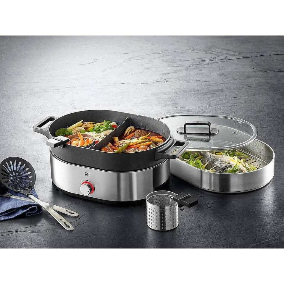 Nồi Lẩu & Hấp 2in1 WMF LONO HOT POT & STEAMER, Thiết Kế Ấn Tượng, Dễ Dàng Vệ Sinh, An Toàn Với Máy Rửa Bát, Có Thể Tháo Rời, Dung Tích 3,8 Lít, Tay Cầm Chịu Nhiệt, Nắp Kính Cao Cấp, Nhập Khẩu Đức, Bảo Hành 12 Tháng