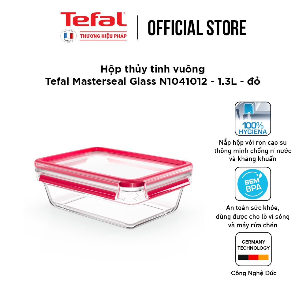 Hộp bảo quản thực phẩm thủy tinh Tefal Masterseal Glass 1300ml- Hàng chính hãng