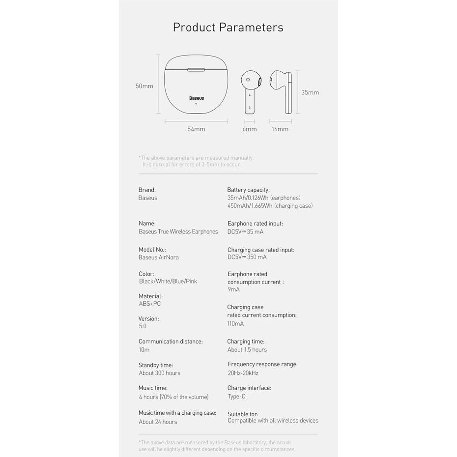 Tai nghe Bluetooth TWS Baseus W2 AirNora W5.0, Pin 4H, chống nước IPX4, ENC Call Noise reduction - Hàng Chính Hãng