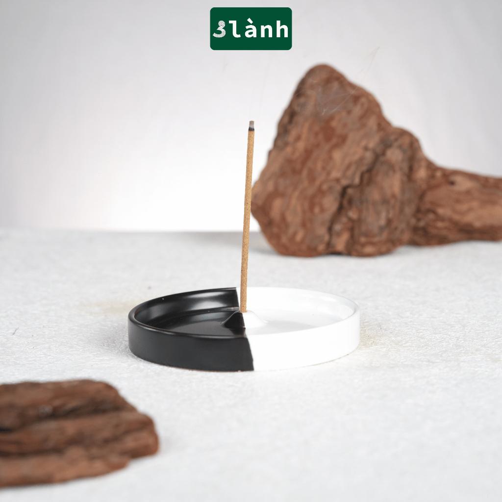 Đĩa Hứng Nhang Thủ Công 3 Lành Bằng Gốm Tối Giản Màu Đối Xứng Phong Cách Thiền Nhật Đựng Tàn Nhang Giữ Sạch Bàn