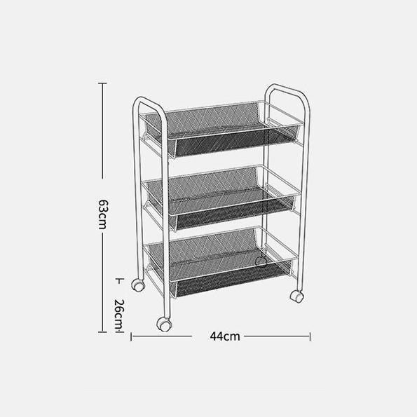 Kệ 3 tầng có bánh xe, kệ di động thông minh để đồ dễ lắp ráp, siêu tiện lợi