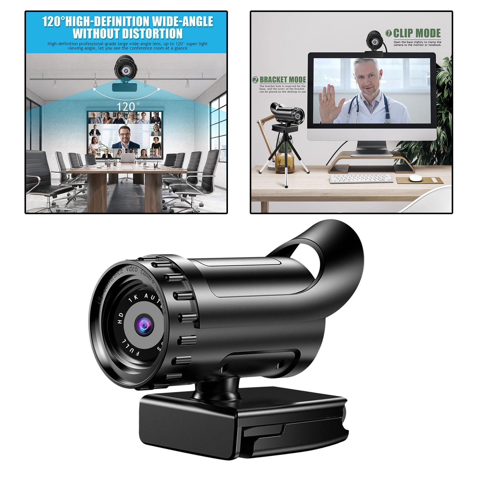 USB Webcam HD Web Camera Auto Focus Streaming Webcam 120°View Computer Camera Plug And Play for Online Calling Online Teaching Conferencing