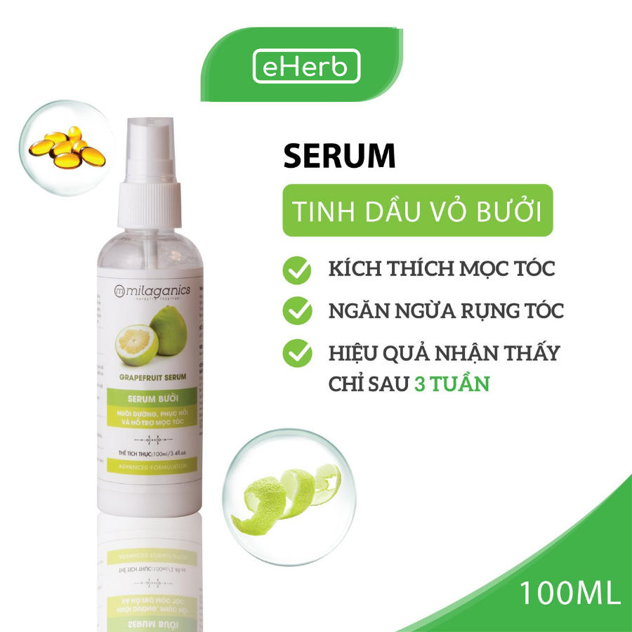 Serum Bưởi Ngừa Rụng Tóc &amp; Kích Thích Mọc Tóc Từ Tinh Dầu Bưởi Nguyên Chất MILAGANICS 100ml - 250ml (Chai