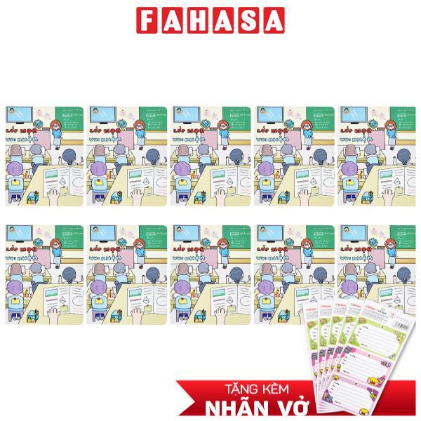 Combo 10 Tập Học Sinh Cô Tiên Xanh Chống Lóa - Miền Bắc - 4 Ô Ly - 48 Trang 100gsm - Lớp Học Vui Nhộn - Tặng Kèm Nhãn Vở Cô Tiên Xanh