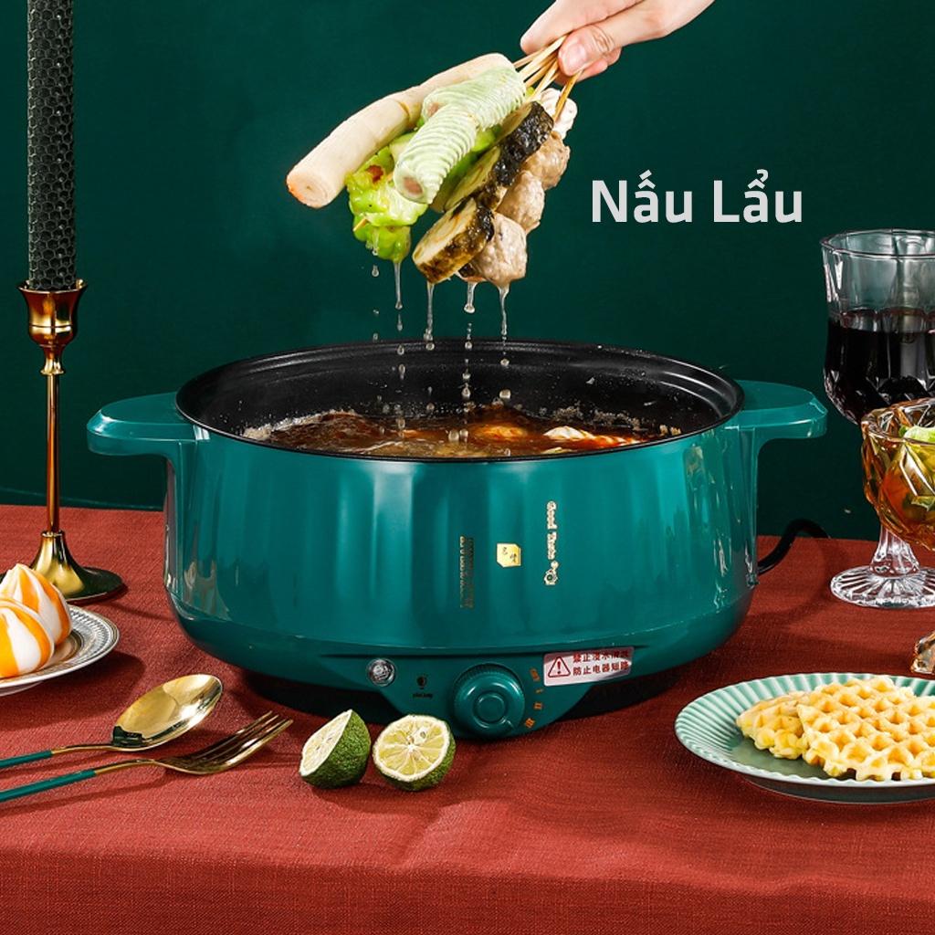 Nồi lẩu điện đa năng 28cm, tặng kèm vỉ hấp - Công suất 1000W