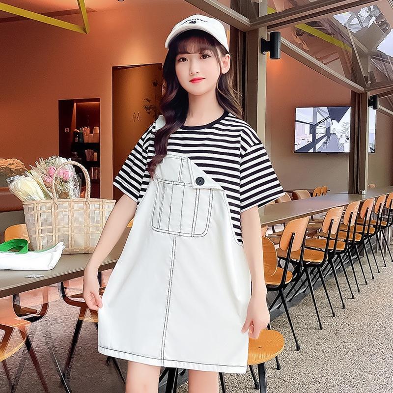 BY3 Size130-170 Set yếm bé gái lớn Thời trang trẻ Em hàng quảng châu
