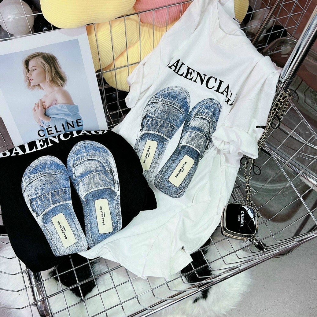 Áo thun cộc tay nam nữ hình 5D đôi giày buộc dây thời trang hè, áo thun tay lỡ in hình đôi dép, Áo Thun Unisex Form Rộng Tay Lỡ, Áo Phông Nam Nữ Oversize in hình Đôi dép, Áo thun Unisex Basic Tee phông