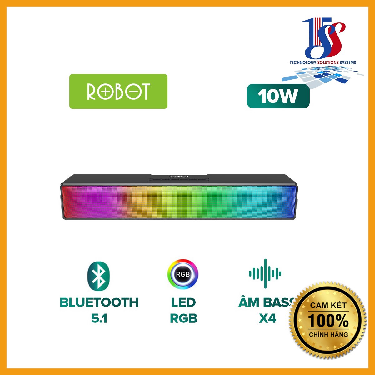 Loa Thanh Bluetooth Soundbar ROBOT RB580 10W Ultra Bass - Hiệu Ứng RGB Hỗ Trợ Kết Nối AUX-Type-C, Thẻ Nhớ - Hàng Chính Hãng Bảo Hành 12 Tháng