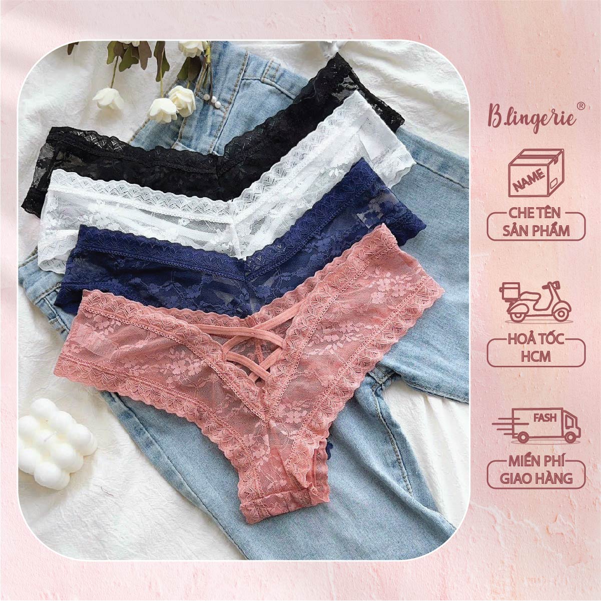 Quần Lót Nữ Ren Hoa Lá - B.Lingerie