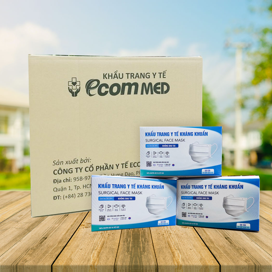 Combo 2 Hộp Khẩu trang Y tế EcomMed 4 lớp- SS.II thông thoáng dễ thở - Kháng khuẩn - (Hộp 50 cái) - Đạt chuẩn FDA