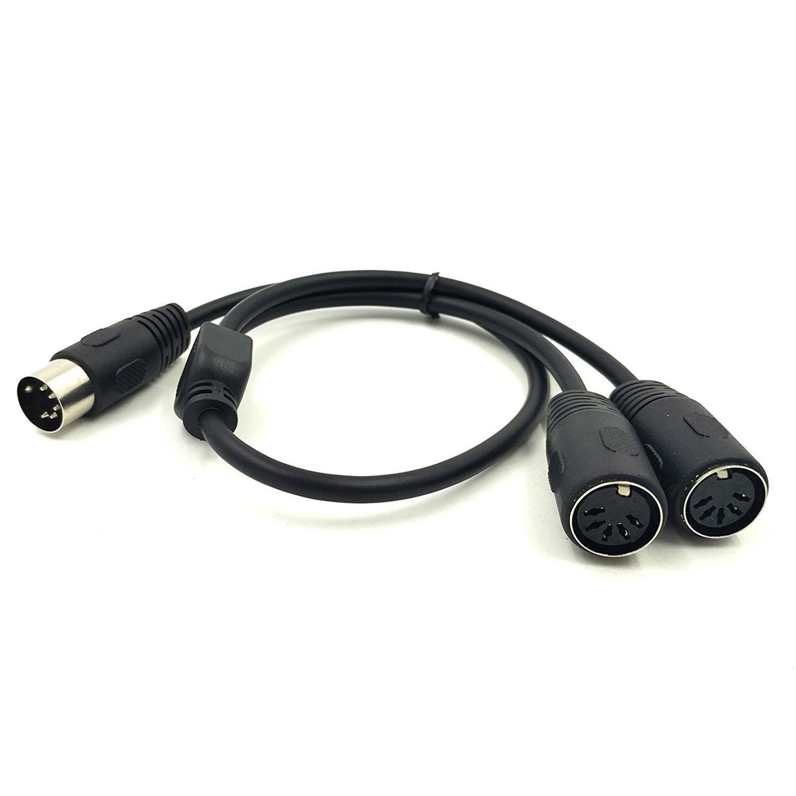 MIDI 5 Pin Din Male to Dual 5Pin Female Audio Cable Keyboard Organ