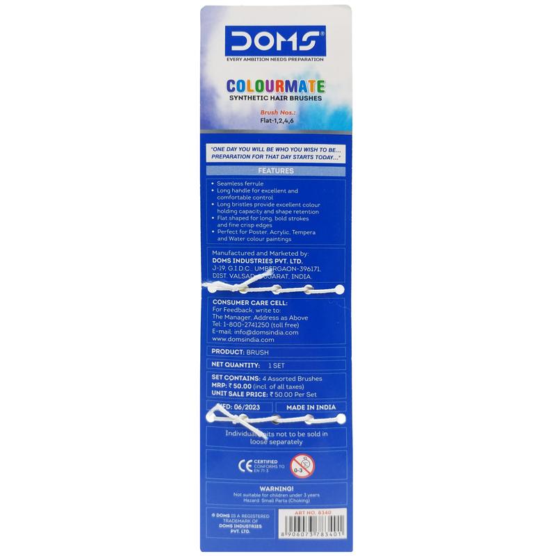 Bộ 4 Cây Cọ Vẽ Tổng Hợp Đầu Dẹp - DOMS Colormate 8340