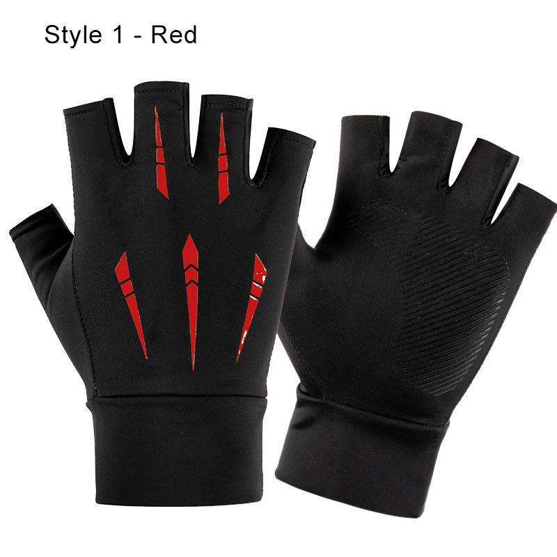 Găng tay lụa băng mùa hè unisex thể thao ngoài trời phân chia ngón tay in găng tay hai loại giao hàng kem chống nắng găng tay Color: Style 2 - Green