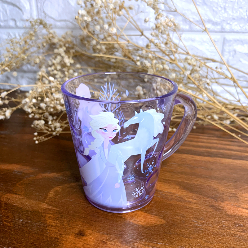 Ly quai cầm tay trong suốt hình công chúa Anna Elsa hoạt hình màu tím siêu cute cho bé gái 260ml - 58VNDP2492