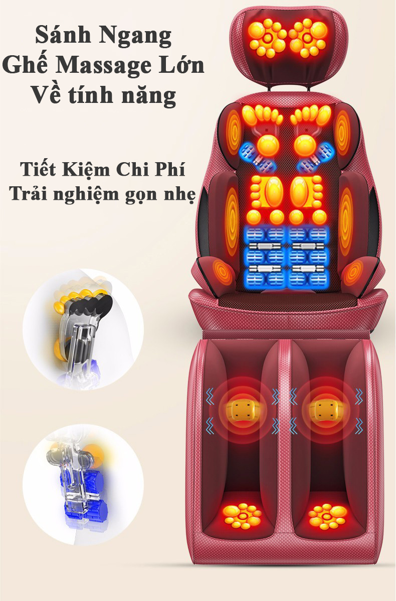 Đệm ghế massage toàn thân tích hợp massage nhiệt hồng ngoại mẫu full cổ vai gáy lưng và cả lòng bàn chân