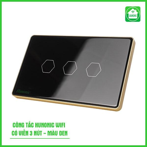 Công Tắc Cảm Ứng Wifi Hunonic Hình Chữ Nhật Viền Vàng [Hàng nhập khẩu