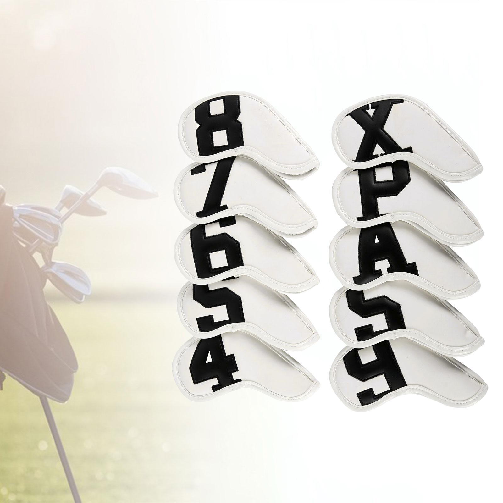 10 Pieces Golf Iron Covers Set Waterproof Golf Iron Cover Golf Training