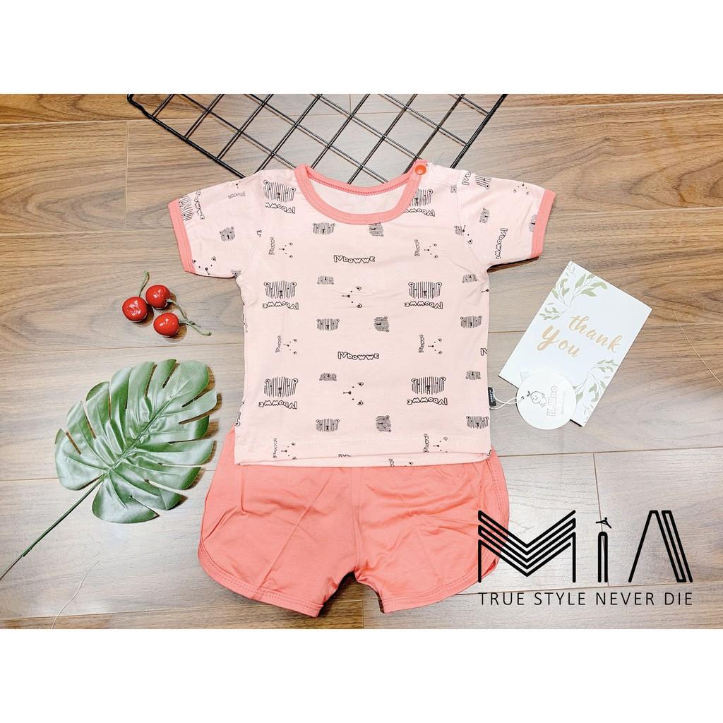 Bộ Cộc Thun Lạnh K.woo Bé Trai, Bé Gái Họa Tiết Mặt Gấu - M14 - Mia Baby - Ảnh Độc Quyền Do Shop Tự Chụp