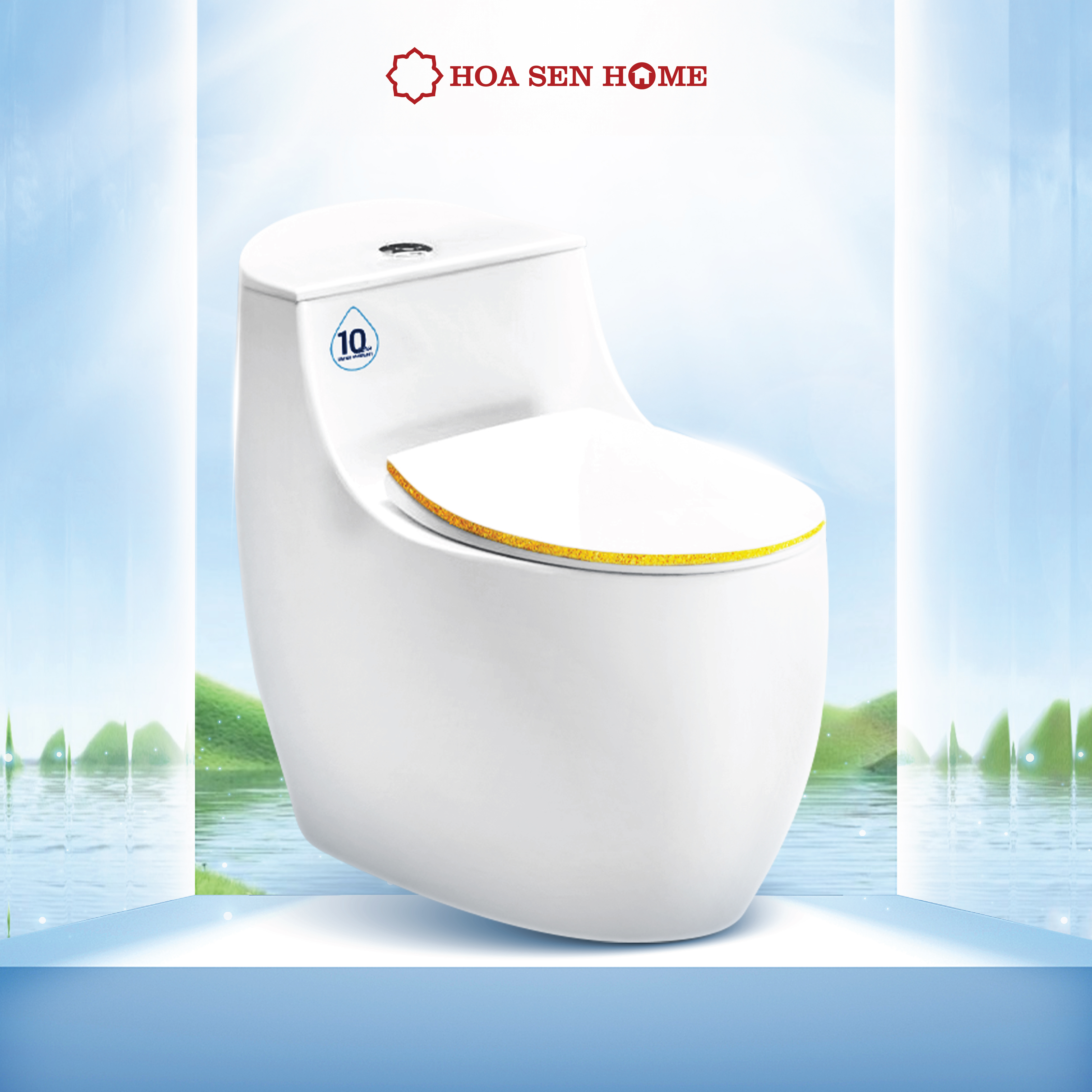Bồn cầu trứng một khối TUSLO PRO COCT010 xả xoáy lỗ đôi mạnh mẽ, xả sạch chất thải vượt trội - Hoa Sen Home - Hàng chính hãng
