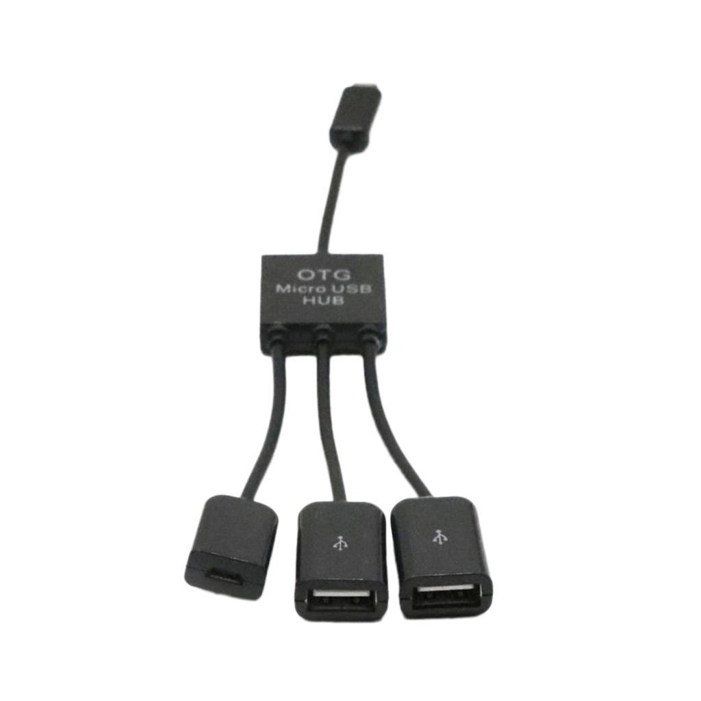 3 in 1 USB 2.0 OTG Cable Adapter, Micro USB Hub USB OTG Extension Adapter+90 degree Left Angle Micro USB 2.0 OTG Host Adapter with USB Power