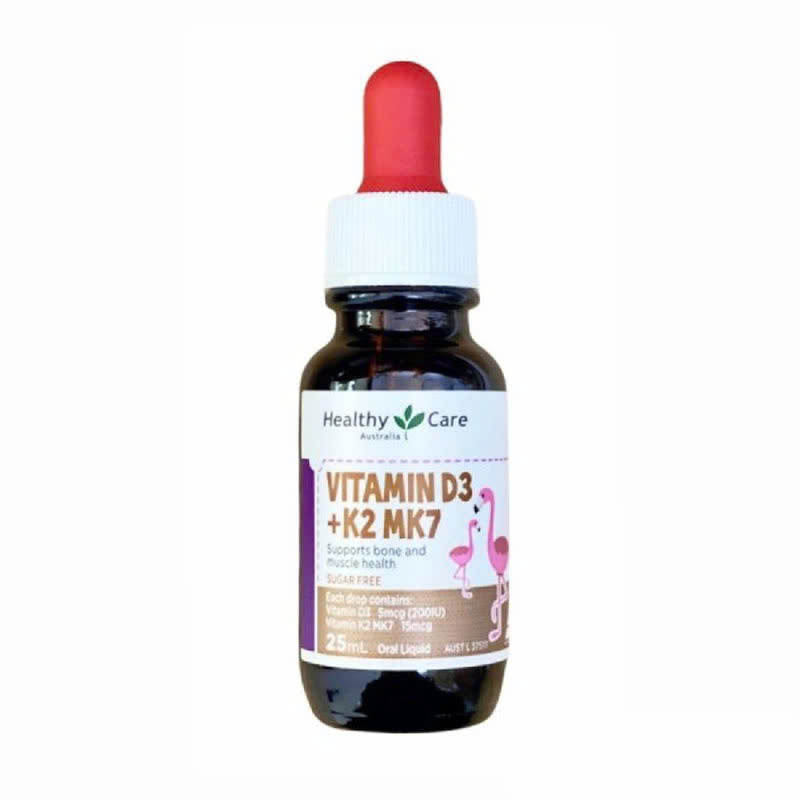 Siro hỗ trợ tăng chiều cao Vitamin D3 + K2 Mk7 Healthy Care cho bé, 25ml