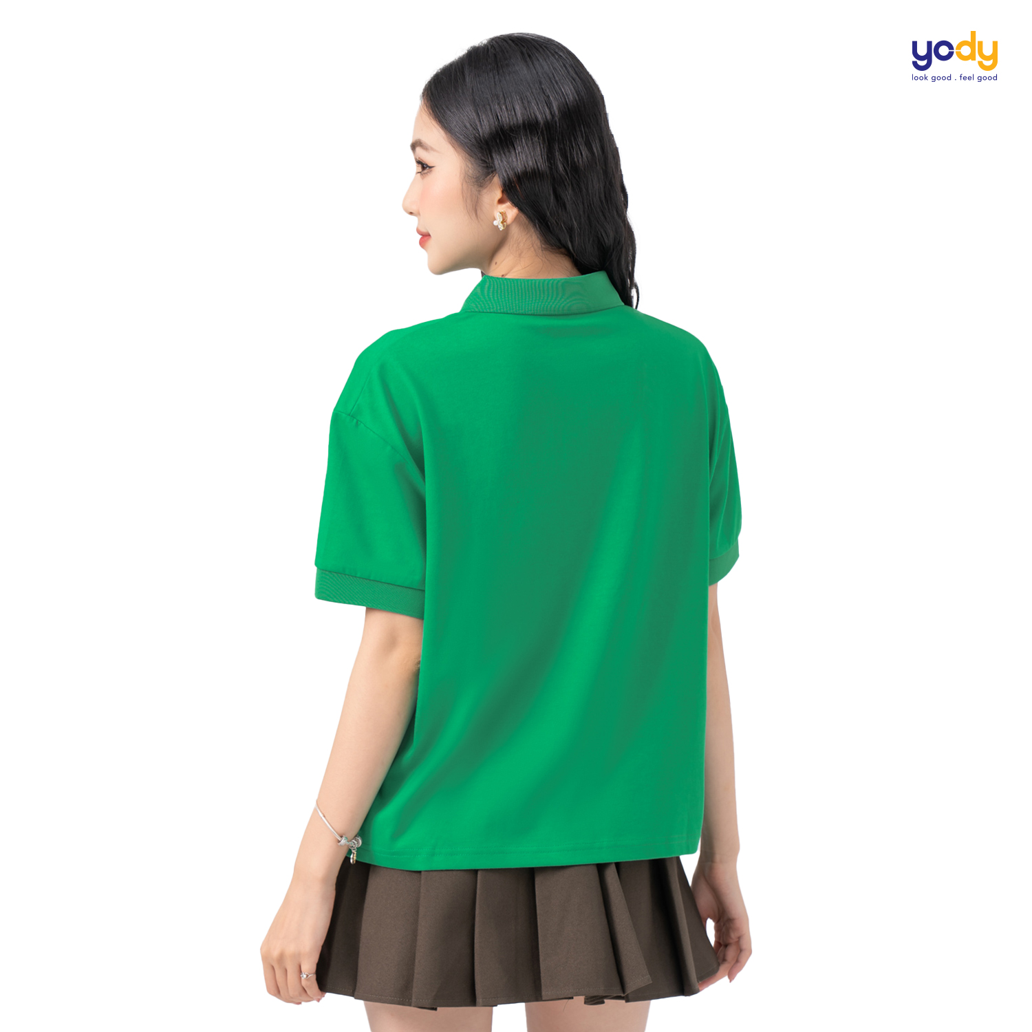 Áo polo nữ YODY chất liệu Clean Vietnam, áo thun dáng rộng trẻ trung APN6258