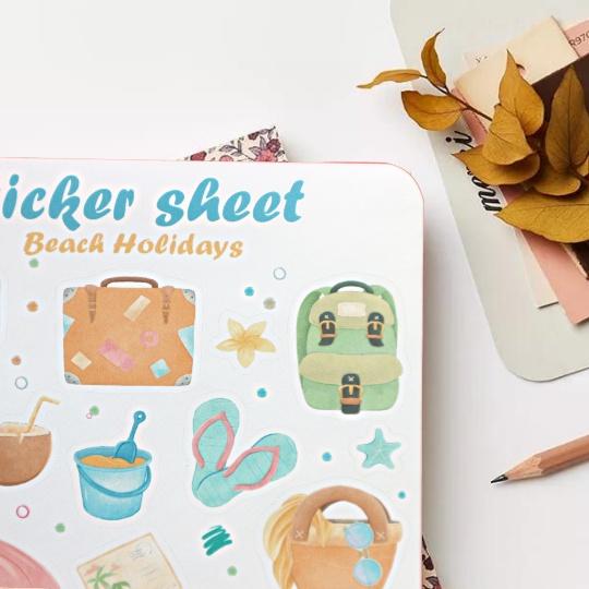 sticker sheet beach holidays - sticker dán, trang trí sổ nhật kí, sổ tay | Bullet journal sticker