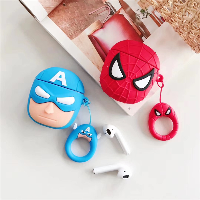 Case Bảo Vệ Dành Cho Tai Nghe Apple Airpods / Airpods 2 Hình Siêu Anh Hùng Kèm Móc Treo