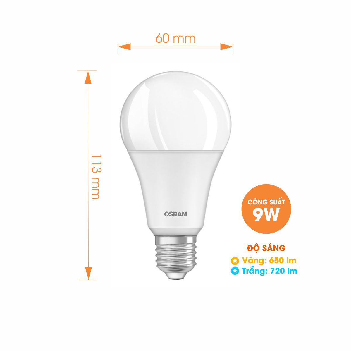 Bóng đèn LED Bulb E27 ECO CLASSIC A 9W OSRAM - Ánh sáng Trắng