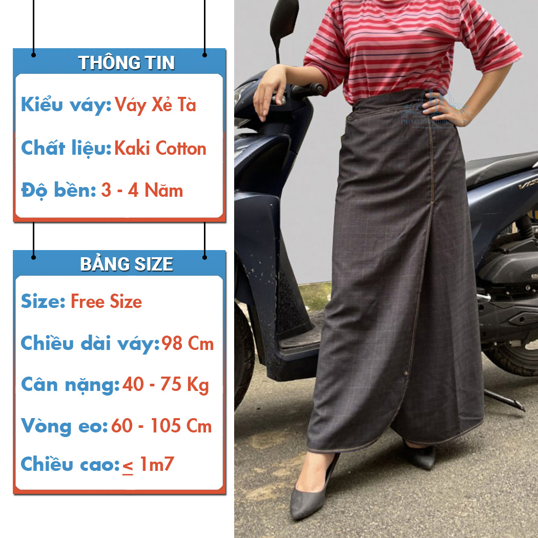 Váy Quần Chống Nắng Kaki Kiểu Dáng Xẻ Tà Thời Trang Có Nút Bấm Chân Tiện Lợi