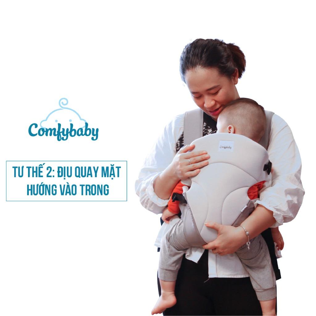 Địu em bé 3 tư thế có đỡ cổ sơ sinh - THOÁNG KHÍ-CHỐNG GÙ cho bé ComfyBaby CF-BK010 siêu gọn nhẹ - bảo hành 12 tháng