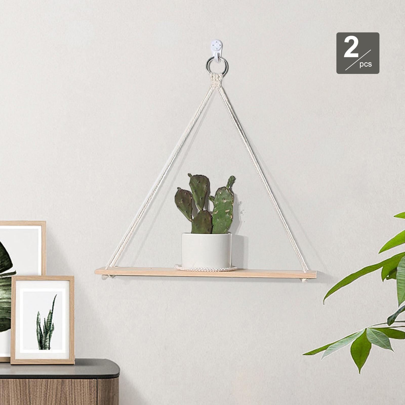 Hanging Shelf for Wall Rack Planter Shelf Wooden Shelf White for Living Room