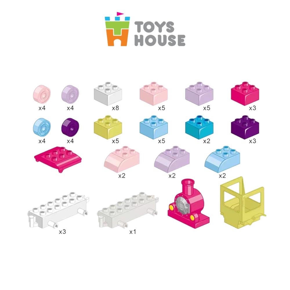 Bộ đồ chơi lắp ghép Smoneo Duplo Đoàn tàu học số và chữ cái 65 chi tiết Toyshouse 77014 - nhựa ABS cao cấp