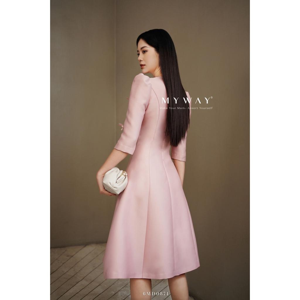 Đầm Nữ MY WAY Dáng Xòe Tay Lỡ Kết Hoa Sang Trọng 6MD0874
