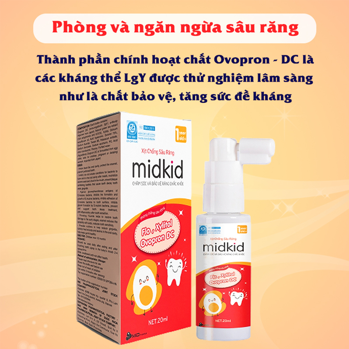 Xịt chống sâu răng cho bé 20ml Baby-S, Xịt chống sâu răng Midkid hương táo đỏ an toàn cho bé – SI021